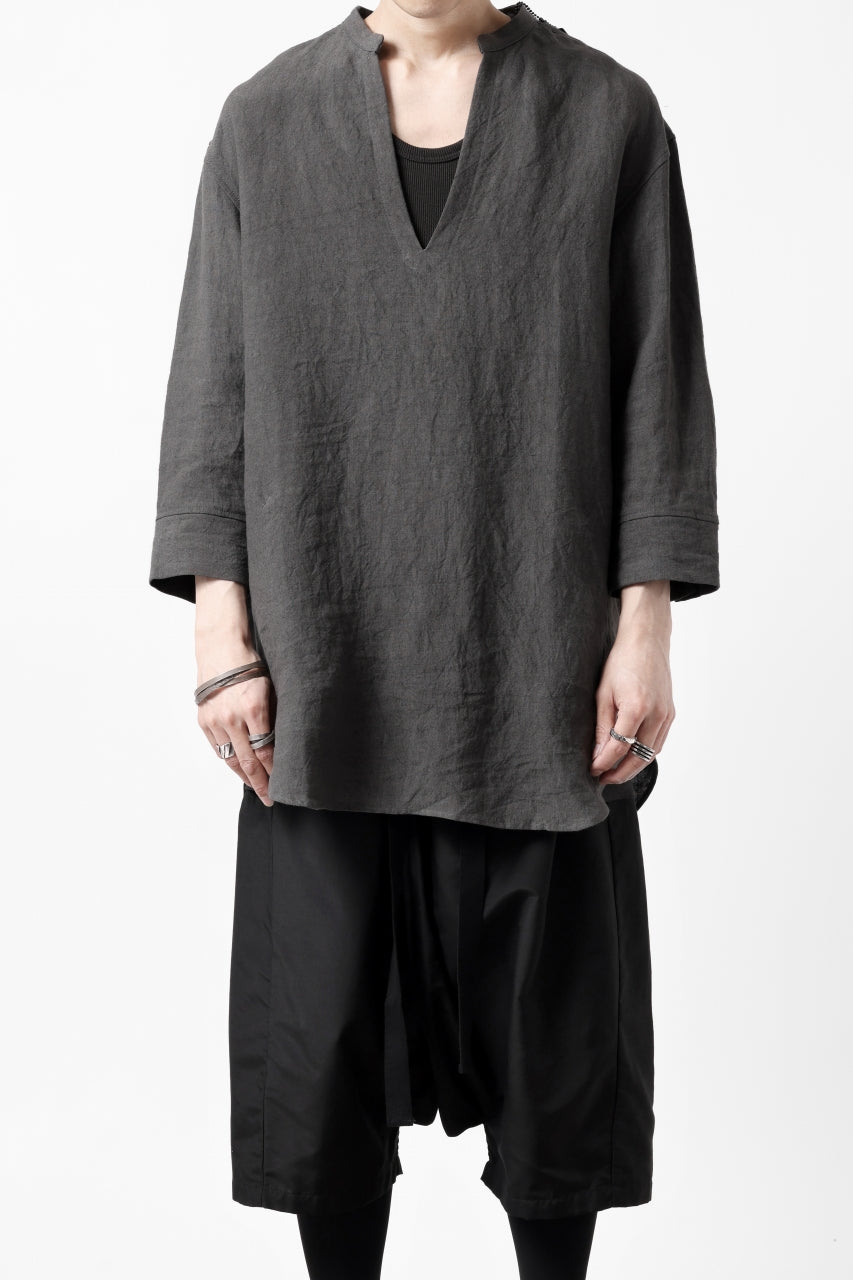 Load image into Gallery viewer, ISAMU KATAYAMA BACKLASH SKIPPER SHIRT / SOFT LINEN (CHARCOAL BLACK)