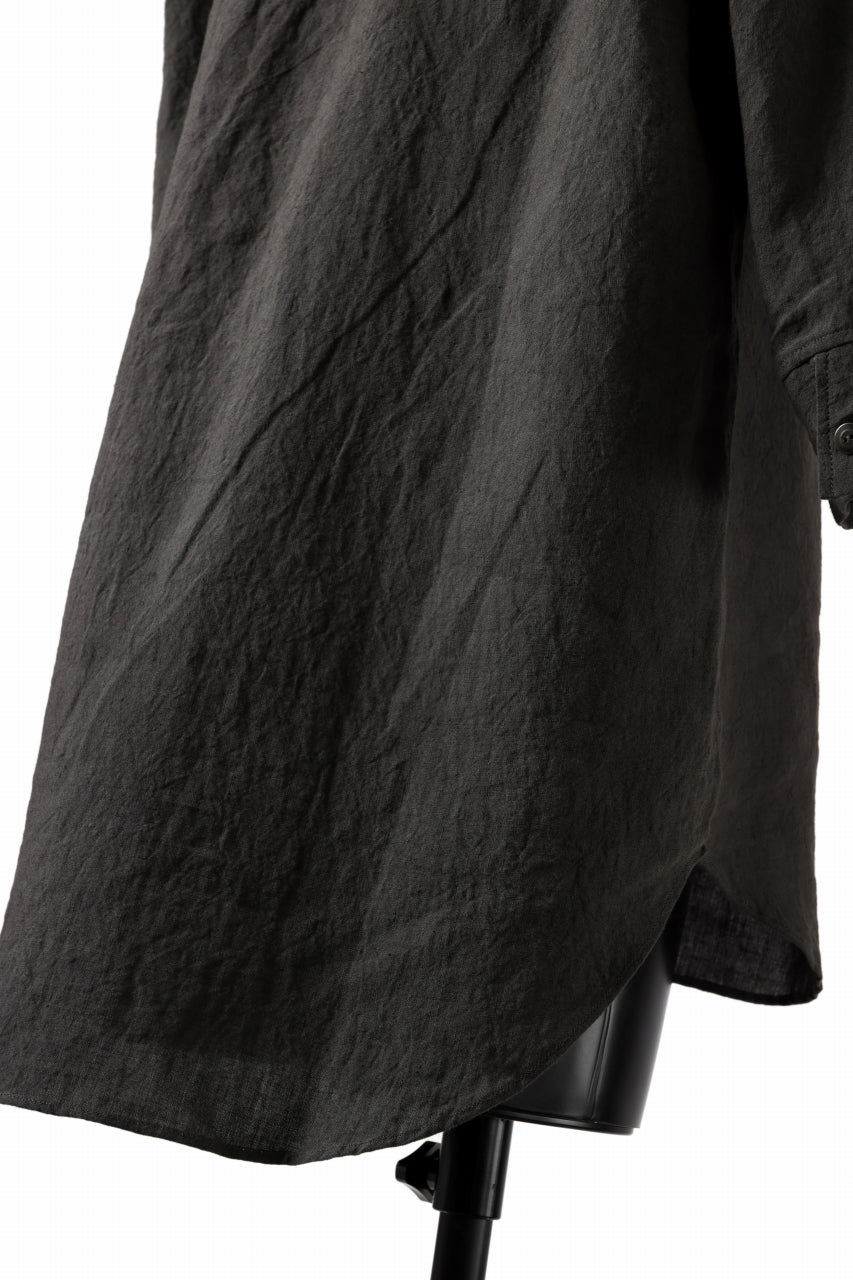 Load image into Gallery viewer, ISAMU KATAYAMA BACKLASH SKIPPER SHIRT / SOFT LINEN (CHARCOAL BLACK)