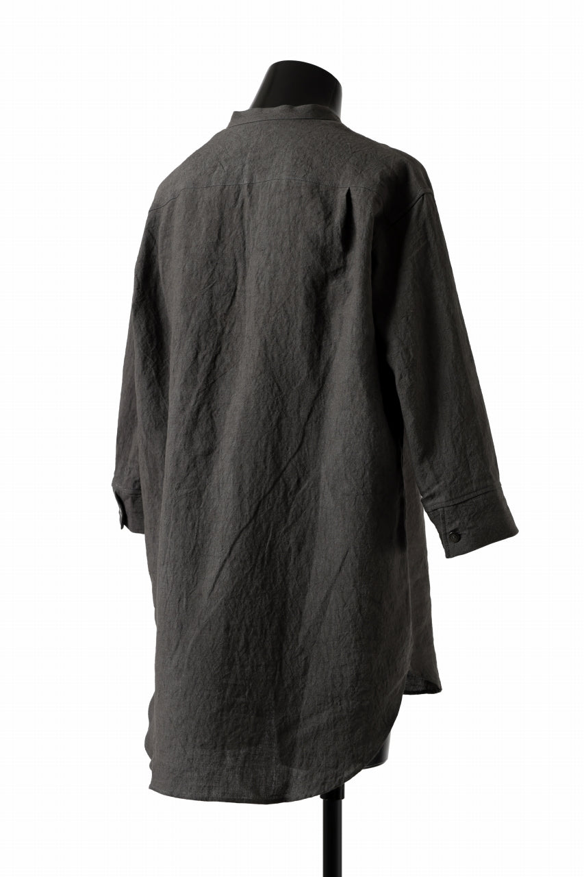 Load image into Gallery viewer, ISAMU KATAYAMA BACKLASH SKIPPER SHIRT / SOFT LINEN (CHARCOAL BLACK)