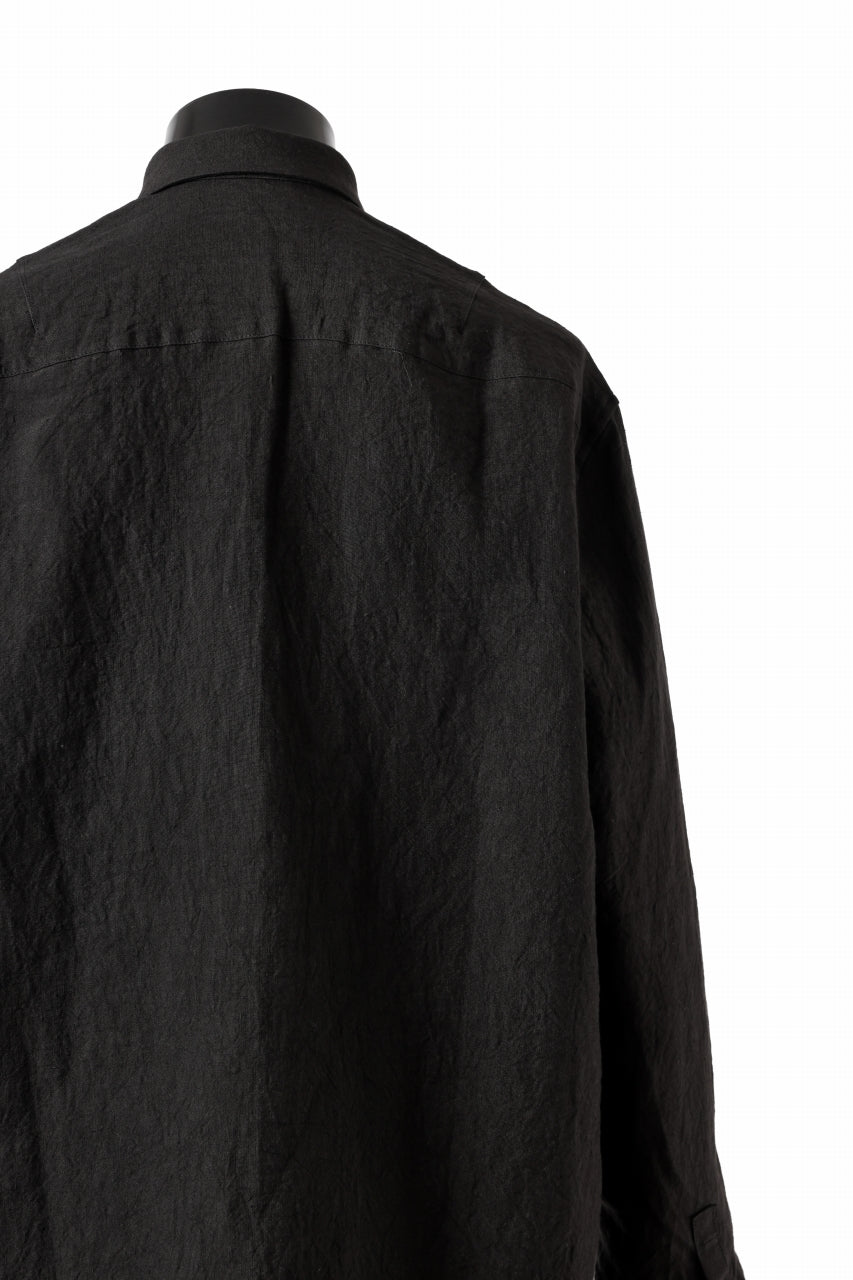 Load image into Gallery viewer, ISAMU KATAYAMA BACKLASH LONG SLEEVE SHIRT / SOFT LINEN (BLACK)
