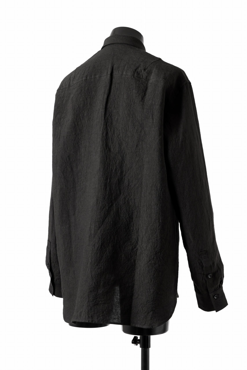 Load image into Gallery viewer, ISAMU KATAYAMA BACKLASH LONG SLEEVE SHIRT / SOFT LINEN (BLACK)