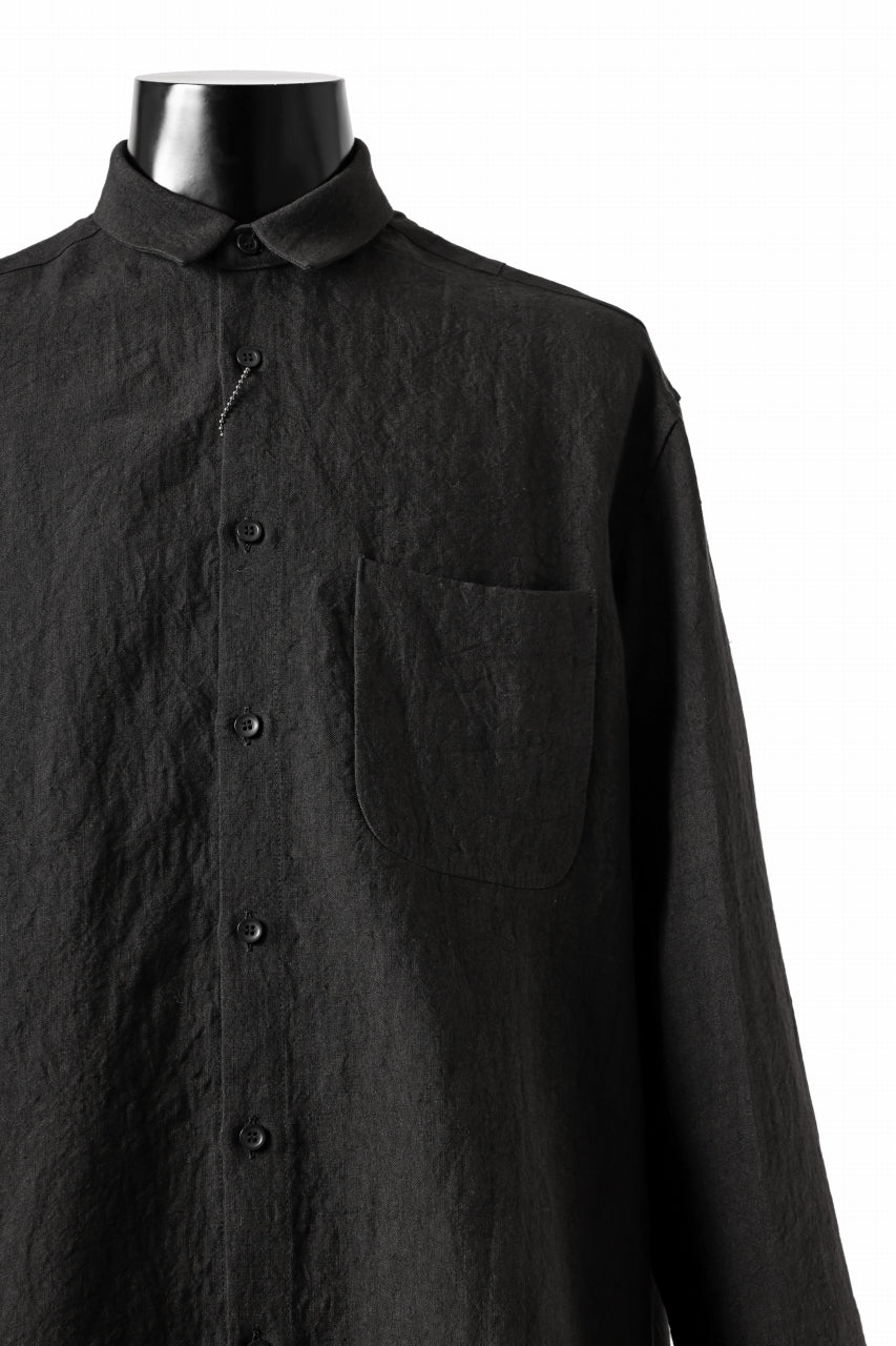 Load image into Gallery viewer, ISAMU KATAYAMA BACKLASH LONG SLEEVE SHIRT / SOFT LINEN (BLACK)