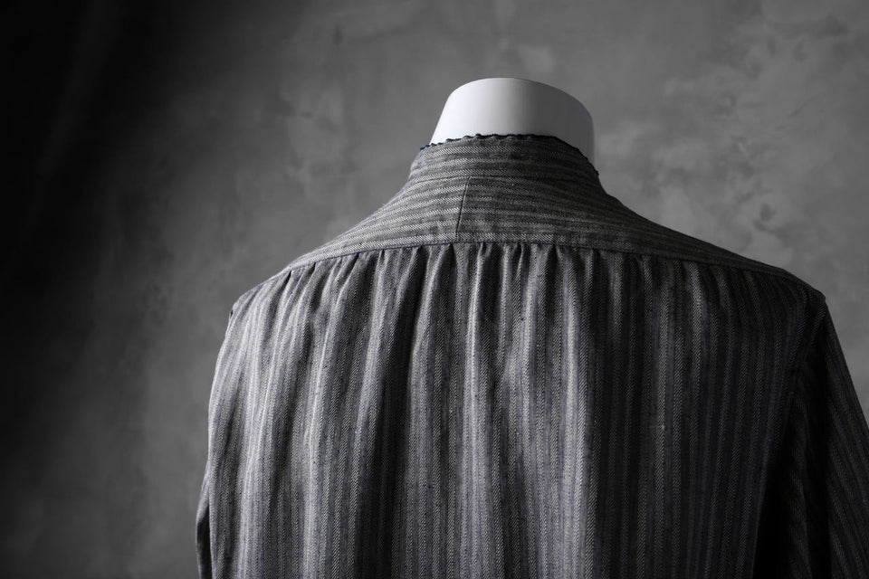Load image into Gallery viewer, KLASICA STRIPED HERRINGBONE LINEN SHIRT / GARMENT WASHED (NAVY)