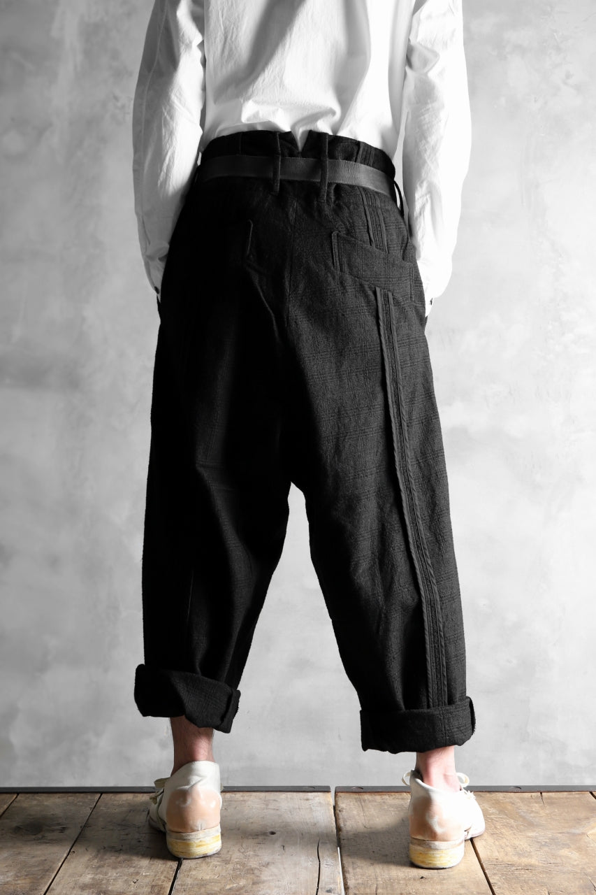 Load image into Gallery viewer, KLASICA DARK CHECK SABRON WIDE TROUSERS / WASH OUT MIX WEAVE (DARK CHECK)