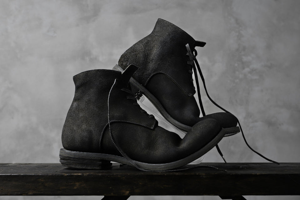 画像をギャラリービューアに読み込む, prtl "one make" Lace Up Boots (JAPAN Cow Reversed Leather / Hand Dyed BLACK)