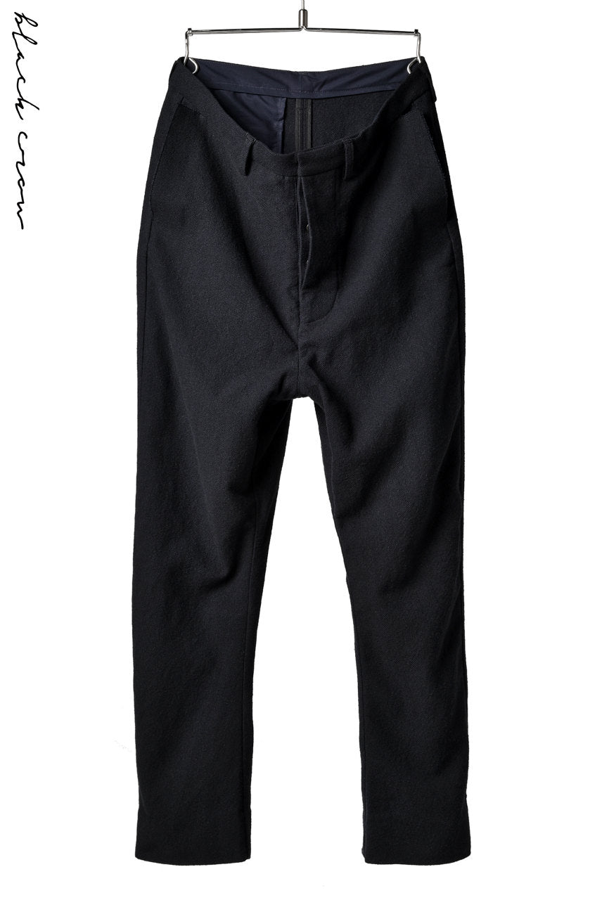Load image into Gallery viewer, blackcrow trousers silk wool cotton tweed with SV button (NAVY)