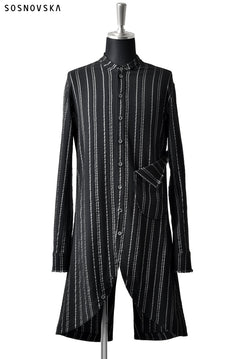 画像をギャラリービューアに読み込む, SOSNOVSKA LONG STRIPED SHIRT (BLACK×SILVER STRIPE)