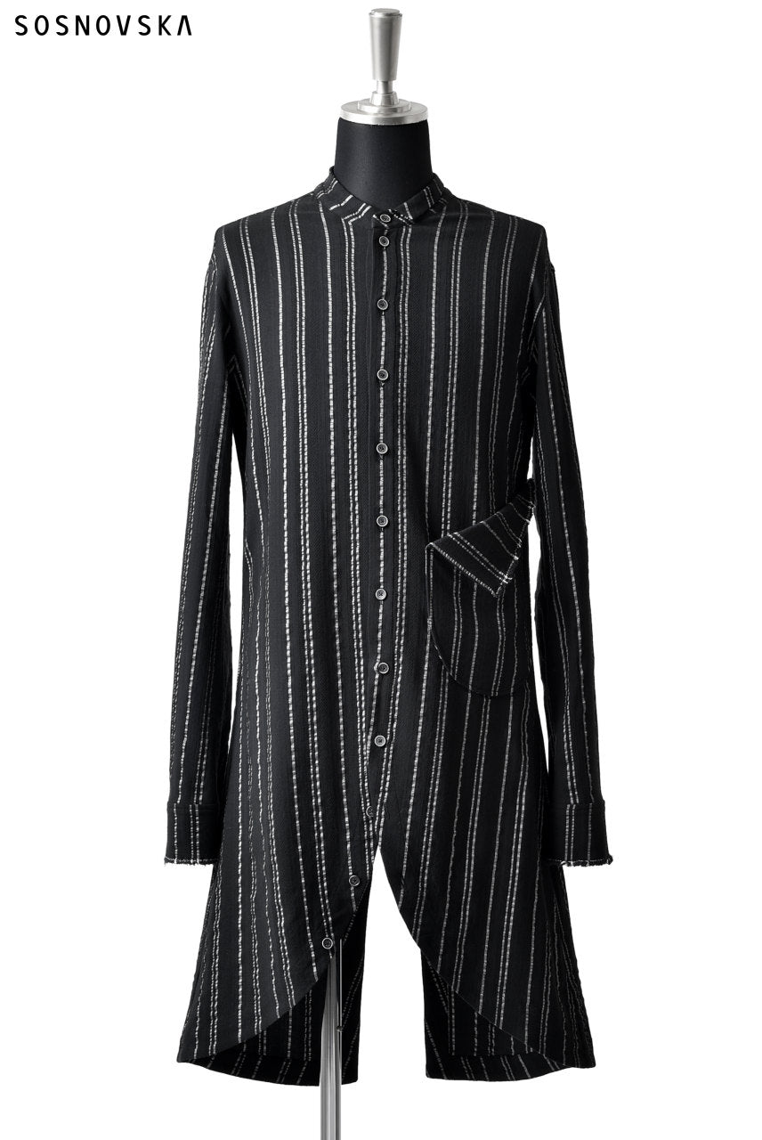 画像をギャラリービューアに読み込む, SOSNOVSKA LONG STRIPED SHIRT (BLACK×SILVER STRIPE)