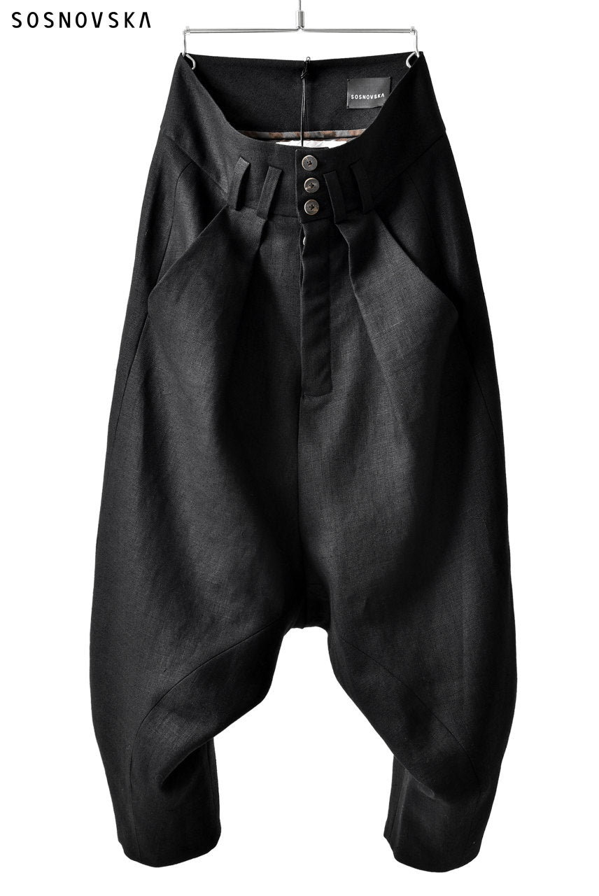 画像をギャラリービューアに読み込む, SOSNOVSKA exclusive CLOWN STYLE LINEN PANTS (BLACK)