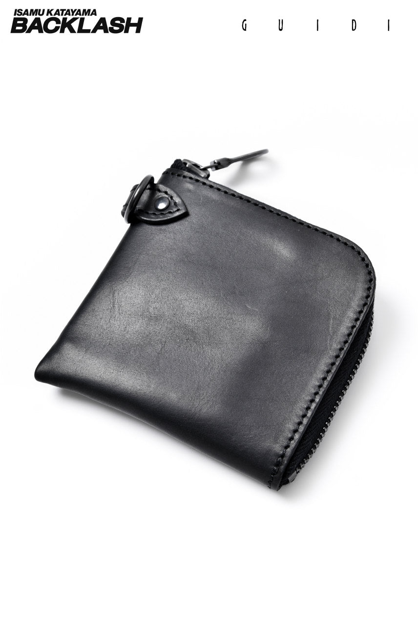 Load image into Gallery viewer, ISAMU KATAYAMA BACKLASH "Demian" GUIDI CALFSQURE MINI WALLET (BLACK)