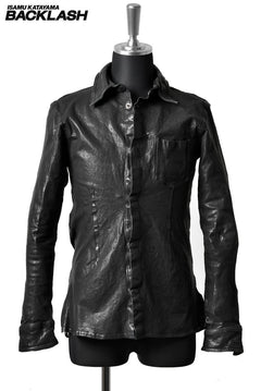 Load image into Gallery viewer, ISAMU KATAYAMA BACKLASH exclusive LEATHER SHIRT / CALF GARMENT-DYED (BLACK)