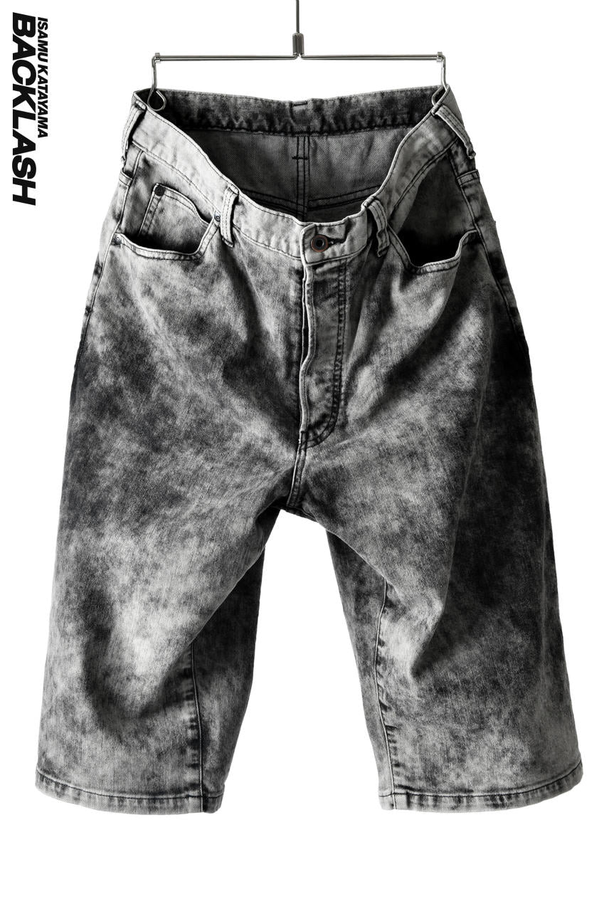 Load image into Gallery viewer, ISAMU KATAYAMA BACKLASH CLOUD PROCESSING DENIM SHORTS (BLACK)