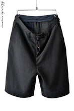 Load image into Gallery viewer, blackcrow linen-cotton woven short trousers (BLACK)