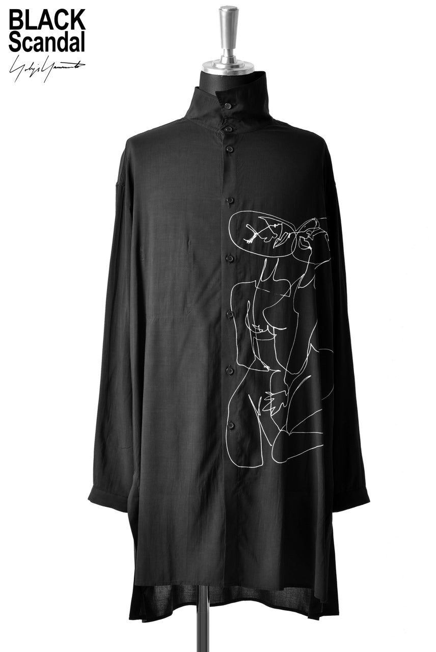 画像をギャラリービューアに読み込む, Yohji Yamamoto BLACK Scandal NUDE ILLUSTRATION LONG SHIRT (BLACK)