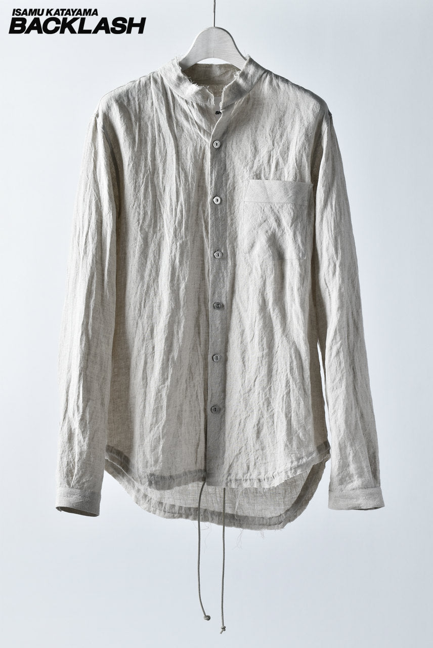 Load image into Gallery viewer, ISAMU KATAYAMA BACKLASH STAND COLLAR LINEN SHIRT (BEIGE)