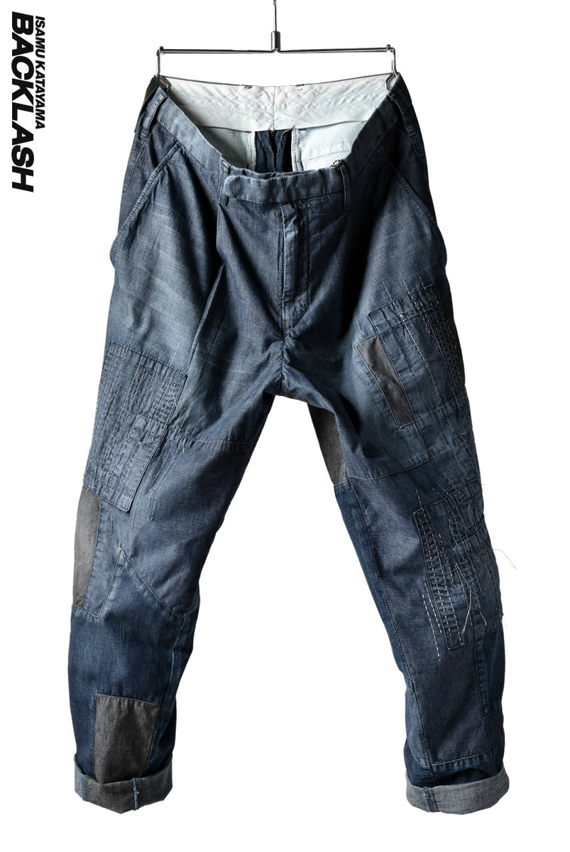 イサムカタヤマバックラッシュ　BORO デニムパンツ ISAMU KATAYAMA BACKLASH 襤褸 BORO SELVEDGE DENIM PANTS [WIDE