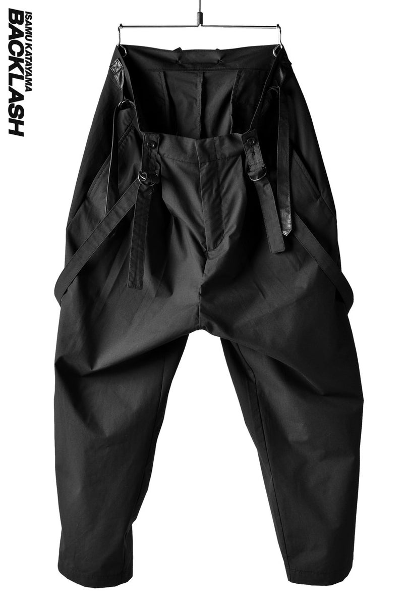 ISAMU KATAYAMA BACKLASH WIDE TAPERED PANTS with SUSPENDER (BLACK