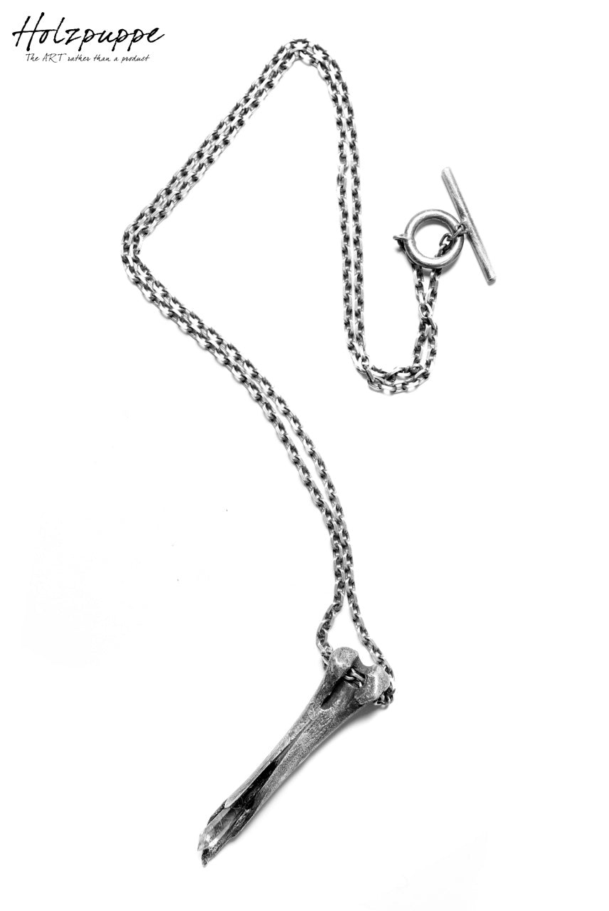 Load image into Gallery viewer, Holzpuppe exclusive Femur Bone Pendants with Green Tourmalinated Quartz