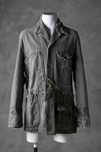 画像をギャラリービューアに読み込む, RESURRECTION HANDMADE combination denim coverall jacket (GREY×ARMY)