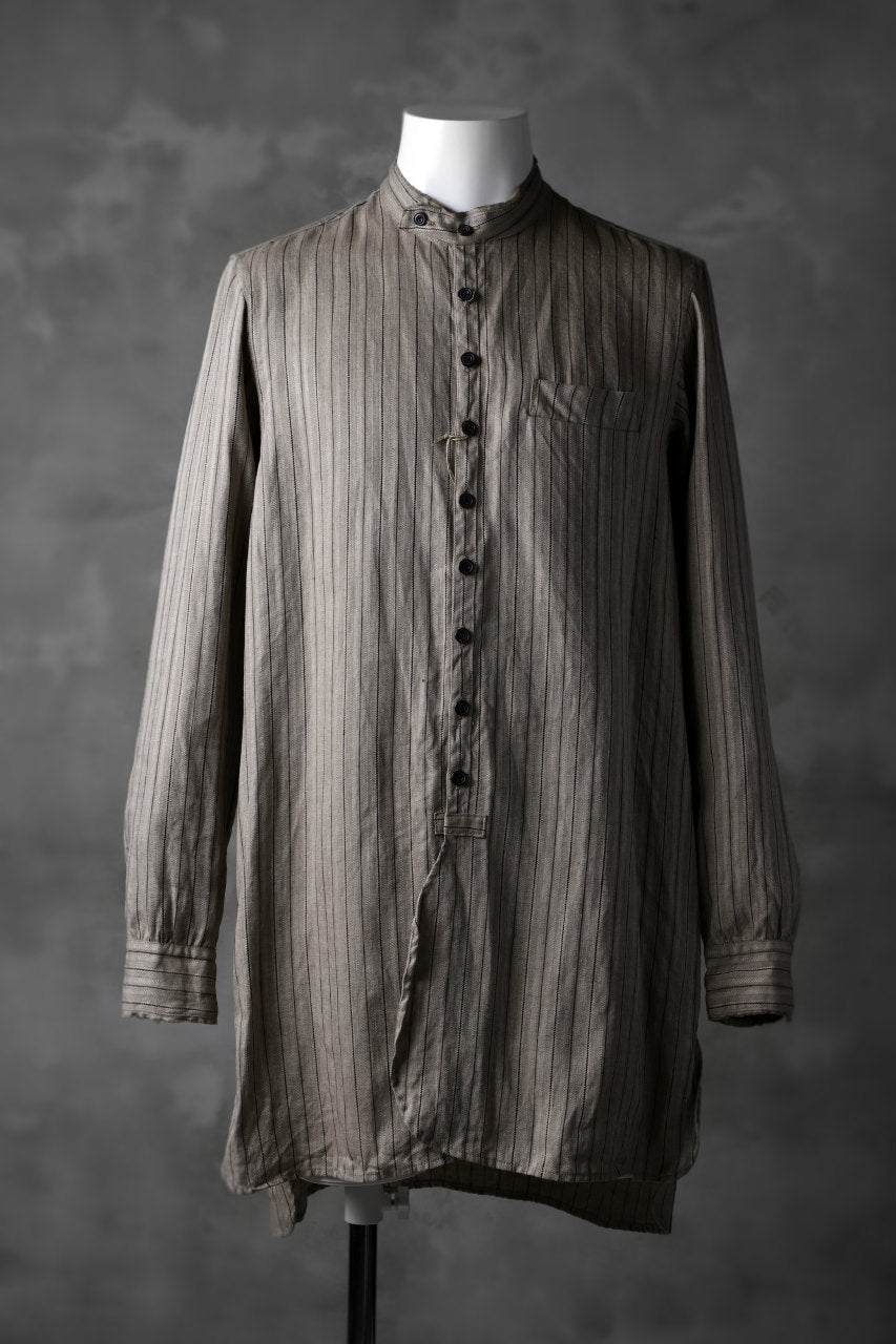 Load image into Gallery viewer, KLASICA STRIPED HERRINGBONE LINEN SHIRT / GARMENT WASHED (BEIGE)