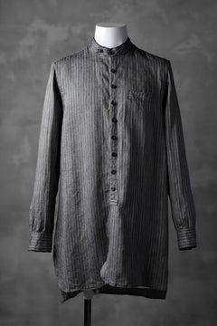 画像をギャラリービューアに読み込む, KLASICA STRIPED HERRINGBONE LINEN SHIRT / GARMENT WASHED (NAVY)