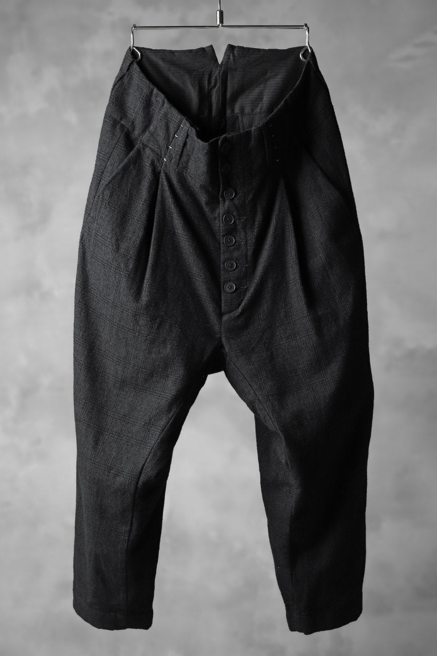 Load image into Gallery viewer, KLASICA DARK CHECK SABRON WIDE TROUSERS / WASH OUT MIX WEAVE (DARK CHECK)