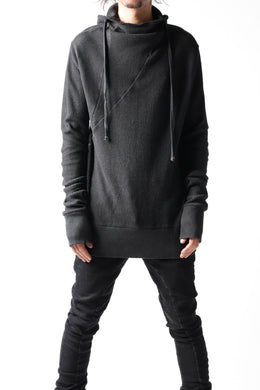 thomkrom WAFFLE HOODIE PULLOVER PARKA / OILED SPRAY DYE (BLACK)