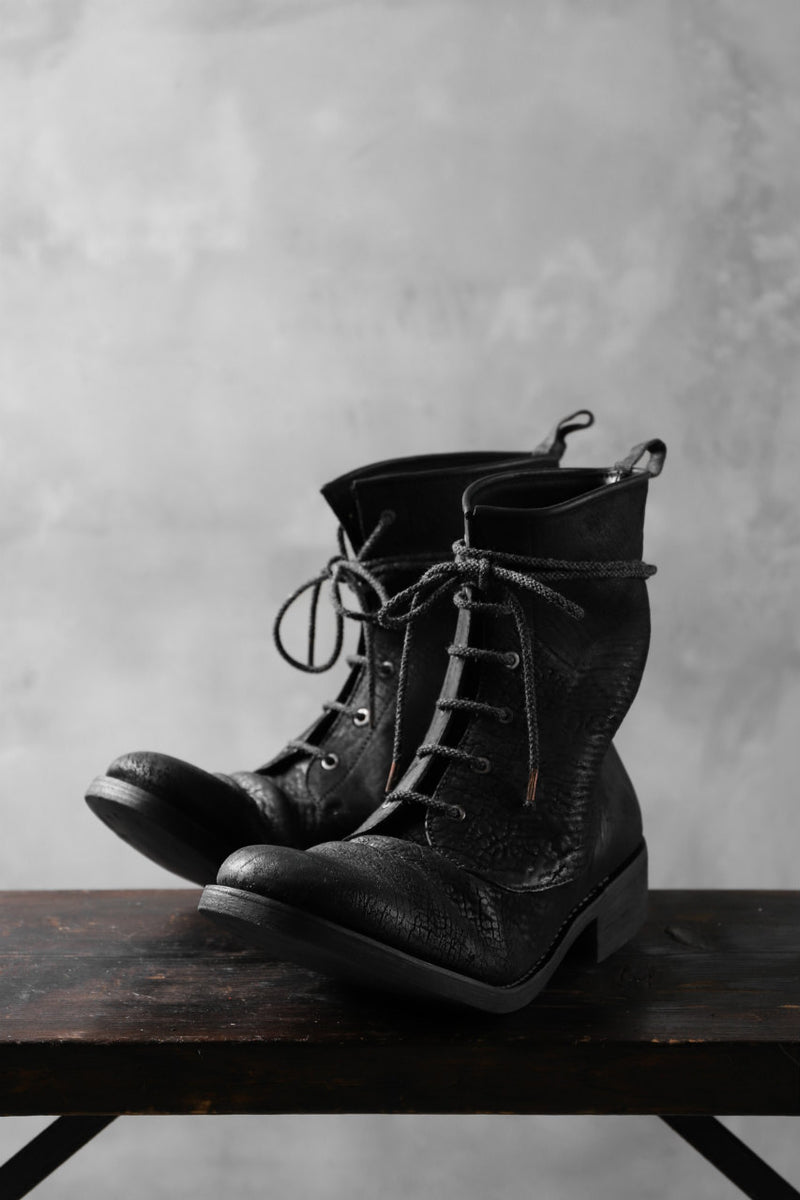 【レナ】ierib ワックスホースバット（コードバン）ブーツ ierib LOGGER lace up boots / horse butt leather (BLACK)の商品