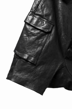 画像をギャラリービューアに読み込む, ISAMU KATAYAMA BACKLASH MARYAM LEATHER SARROUEL SHORTS / GARMENT DYED - ITALY KIP (BLACK)