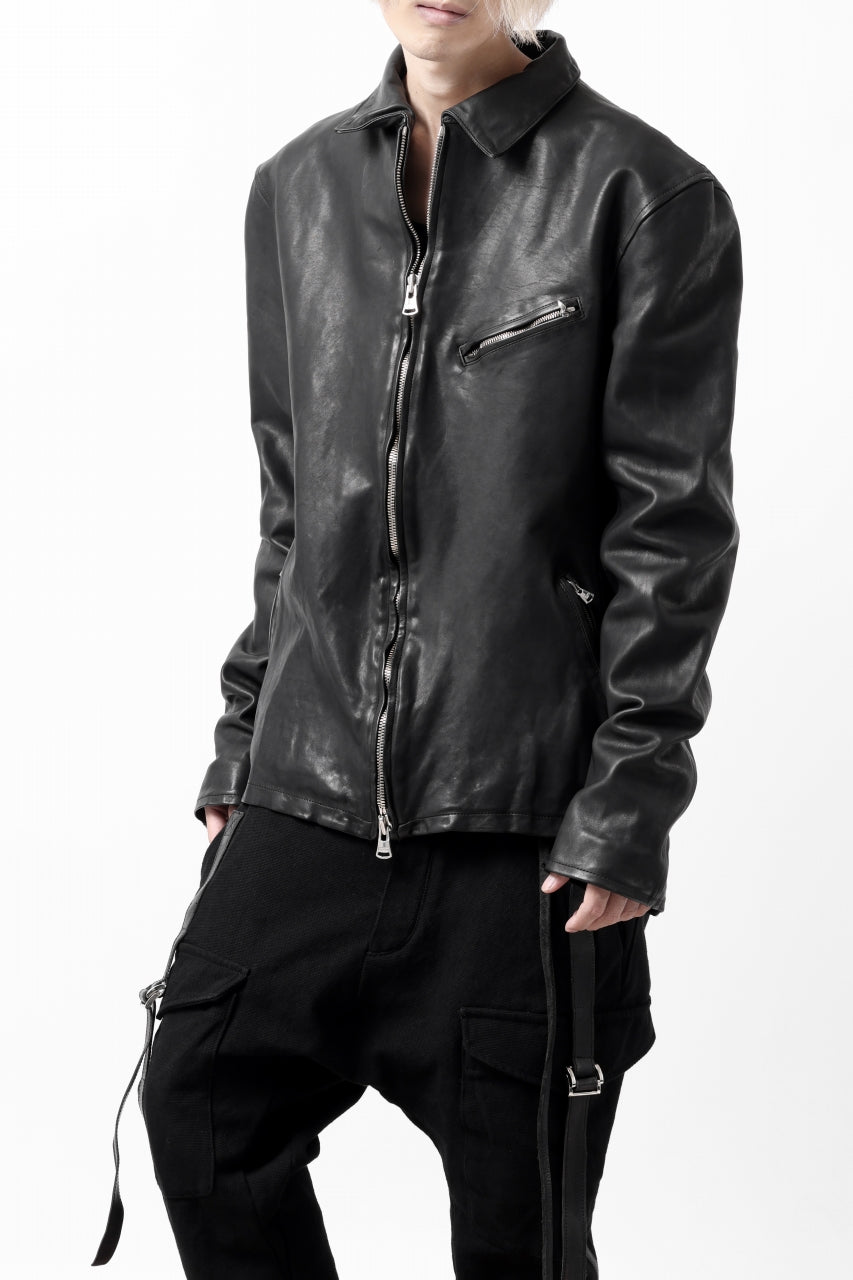 Load image into Gallery viewer, ISAMU KATAYAMA BACKLASH COLLAR ZIP JACKET / POLAND HORSE OBJECT DYED (BLACK)