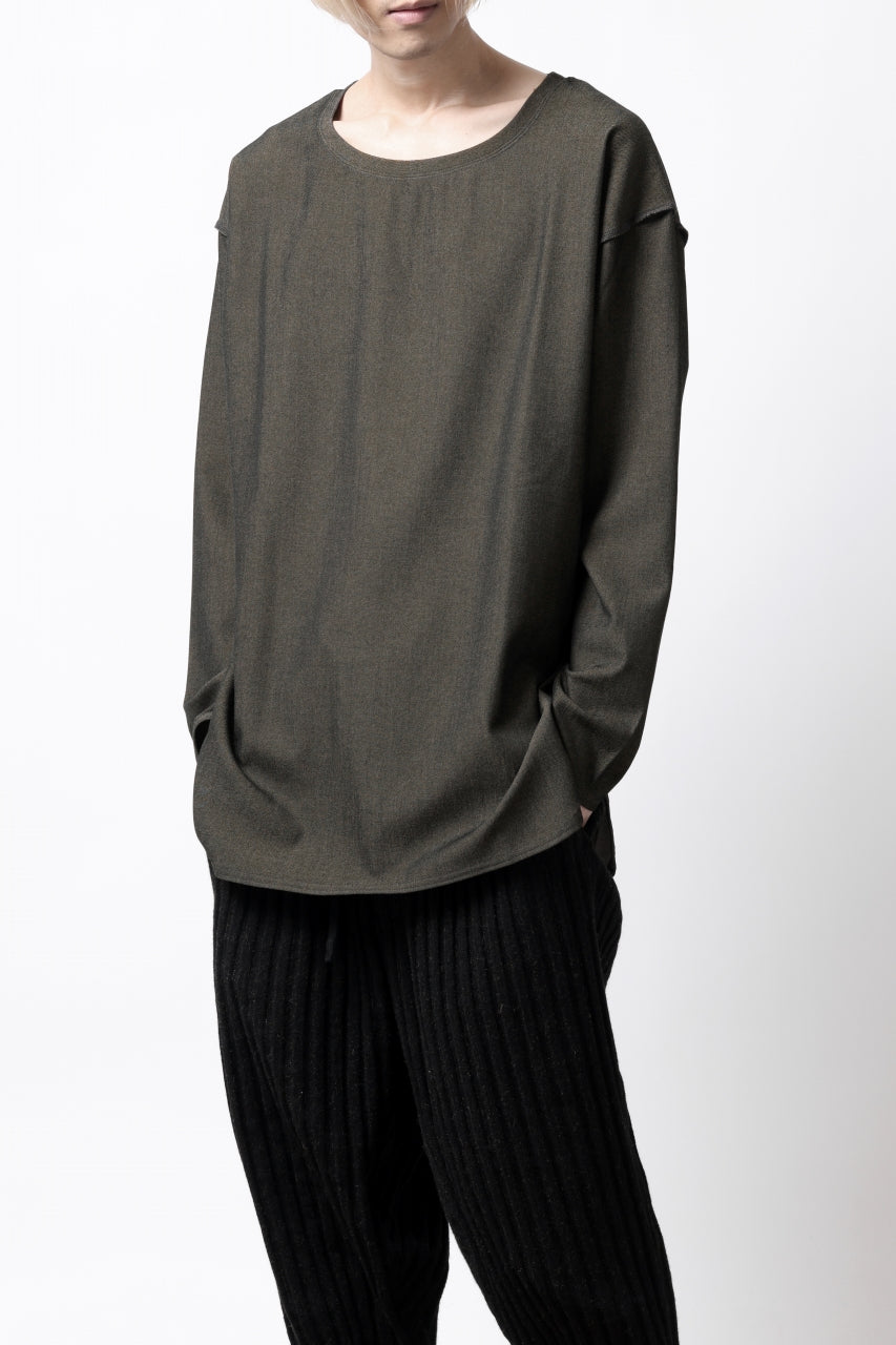 Load image into Gallery viewer, ISAMU KATAYAMA BACKLASH ROUND HEM L/S TOPS / STRETCH HEAT STORAGE FLEECE (KHAKI)