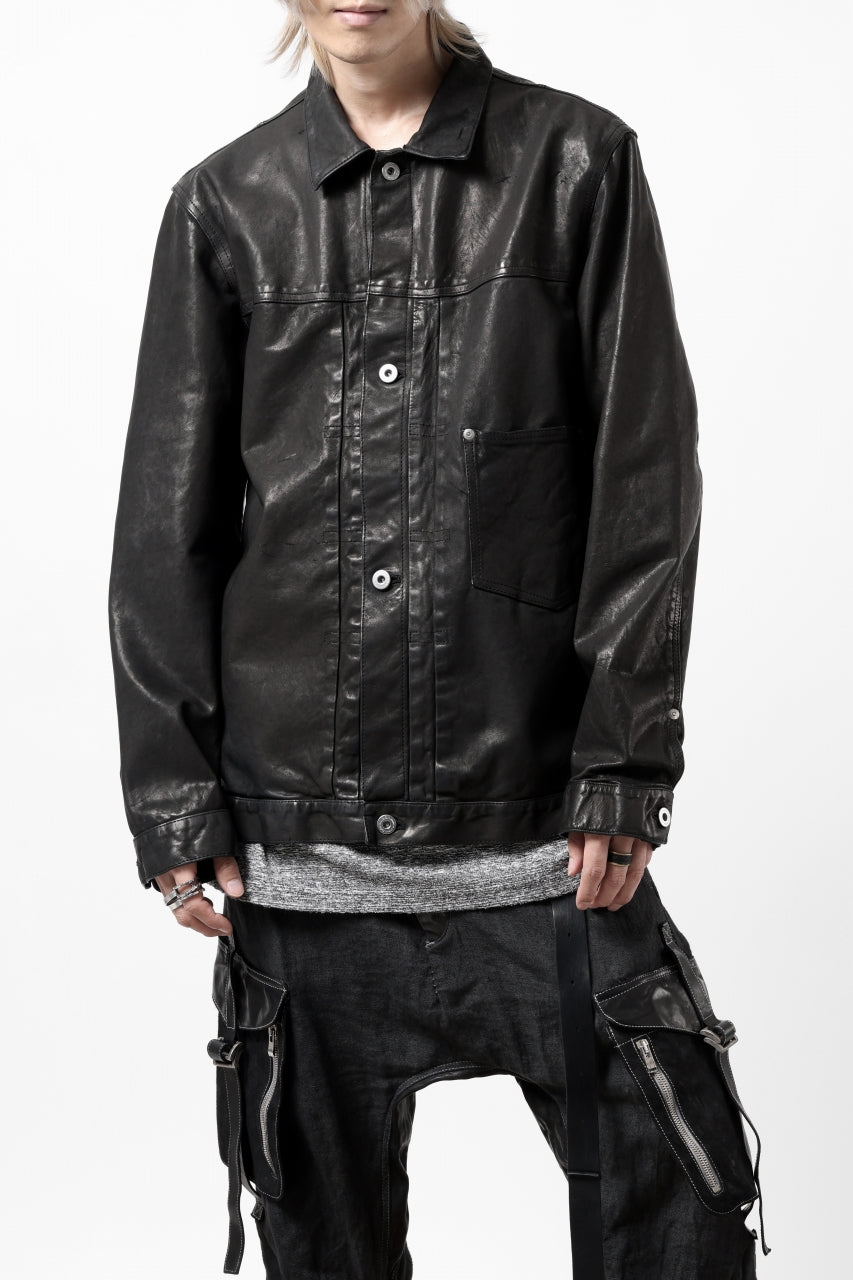 Load image into Gallery viewer, ISAMU KATAYAMA BACKLASH JEAN JACKET / GARMENT DYED - JP WET WHITE HORSE (BLACK)