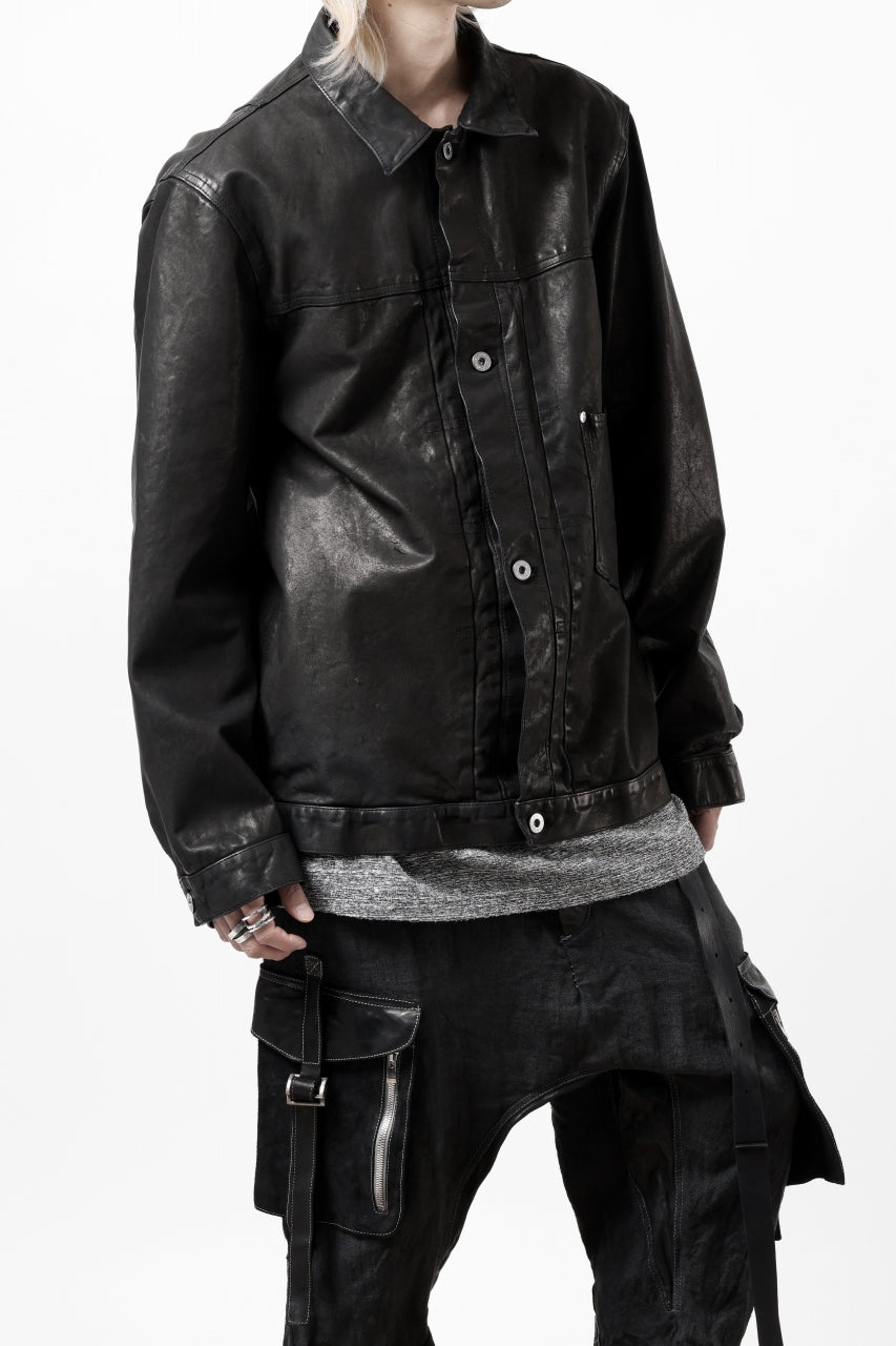 画像をギャラリービューアに読み込む, ISAMU KATAYAMA BACKLASH TRUCKER BLOUSON / GARMENT DYED - JP WET WHITE HORSE (BLACK)