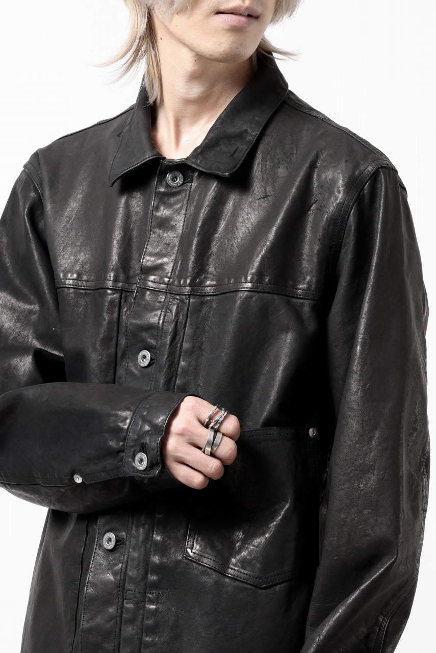 画像をギャラリービューアに読み込む, ISAMU KATAYAMA BACKLASH TRUCKER BLOUSON / GARMENT DYED - JP WET WHITE HORSE (BLACK)