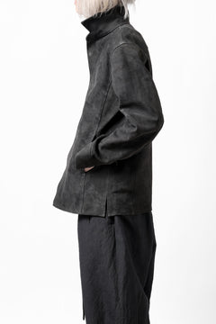 画像をギャラリービューアに読み込む, ISAMU KATAYAMA BACKLASH REVERSE LEATHER SHIRT / DOUBLE DYED - JP WET WHITE CALF (GREY)