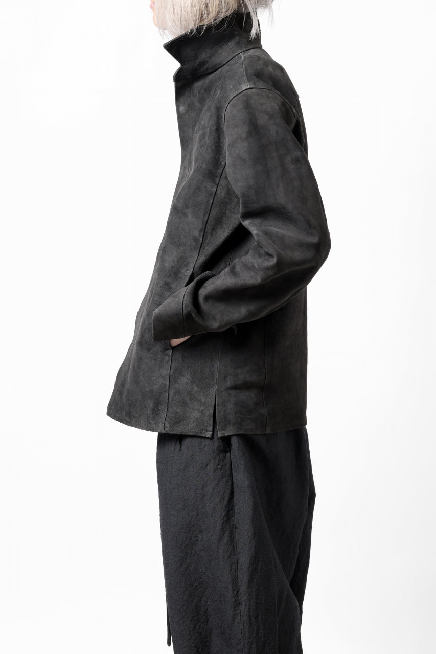 Load image into Gallery viewer, ISAMU KATAYAMA BACKLASH REVERSE LEATHER SHIRT / DOUBLE DYED - JP WET WHITE CALF (GREY)