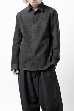 画像をギャラリービューアに読み込む, ISAMU KATAYAMA BACKLASH REVERSE LEATHER SHIRT / DOUBLE DYED - JP WET WHITE CALF (GREY)