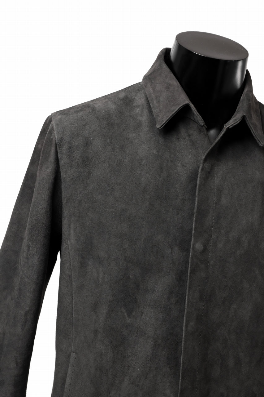 画像をギャラリービューアに読み込む, ISAMU KATAYAMA BACKLASH REVERSE LEATHER SHIRT / DOUBLE DYED - JP WET WHITE CALF (GREY)