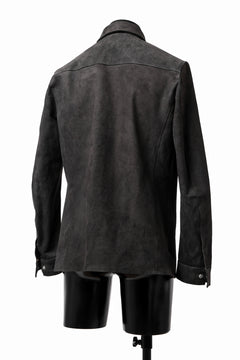 画像をギャラリービューアに読み込む, ISAMU KATAYAMA BACKLASH REVERSE LEATHER SHIRT / DOUBLE DYED - JP WET WHITE CALF (GREY)