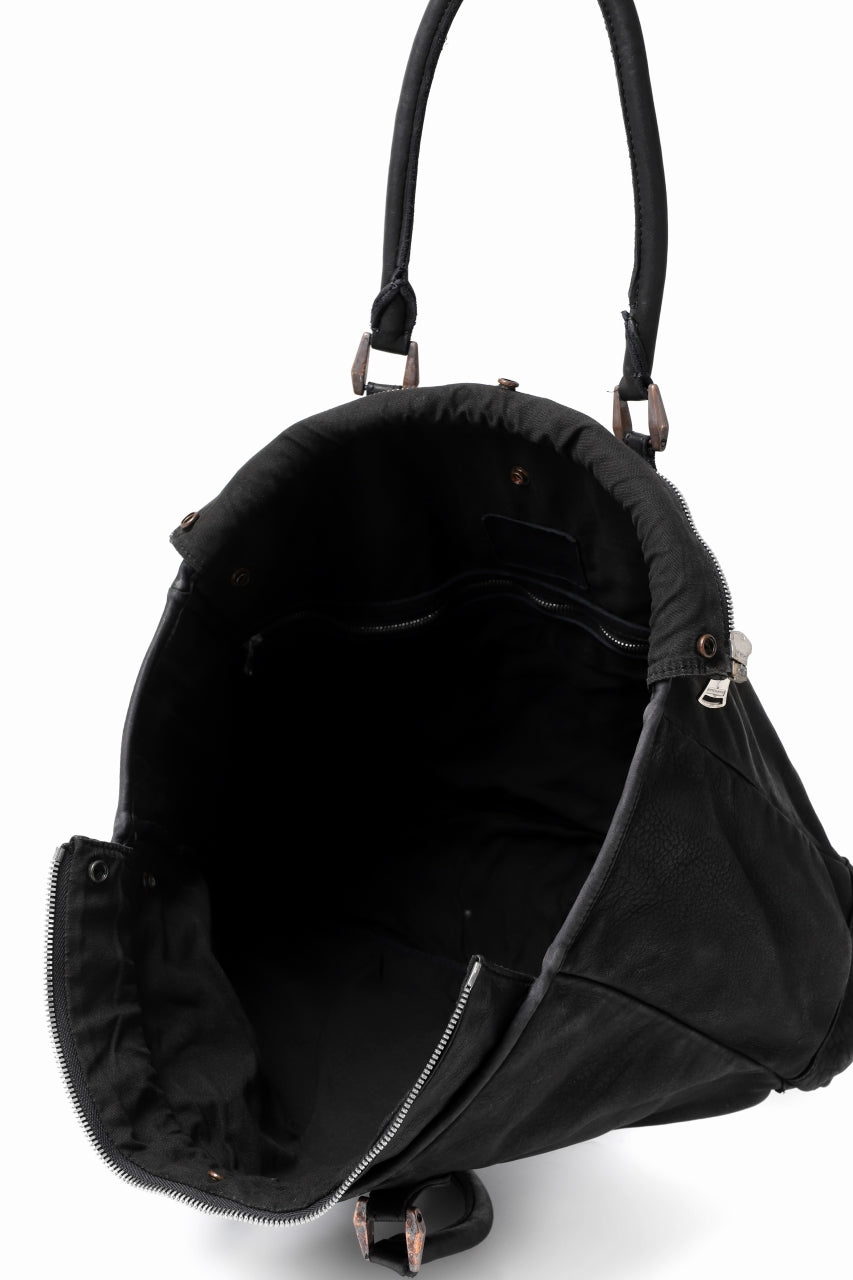 画像をギャラリービューアに読み込む, ISAMU KATAYAMA BACKLASH ZIP TOTE BAG / OBJECT DYED ROUGH STEER (BLACK)