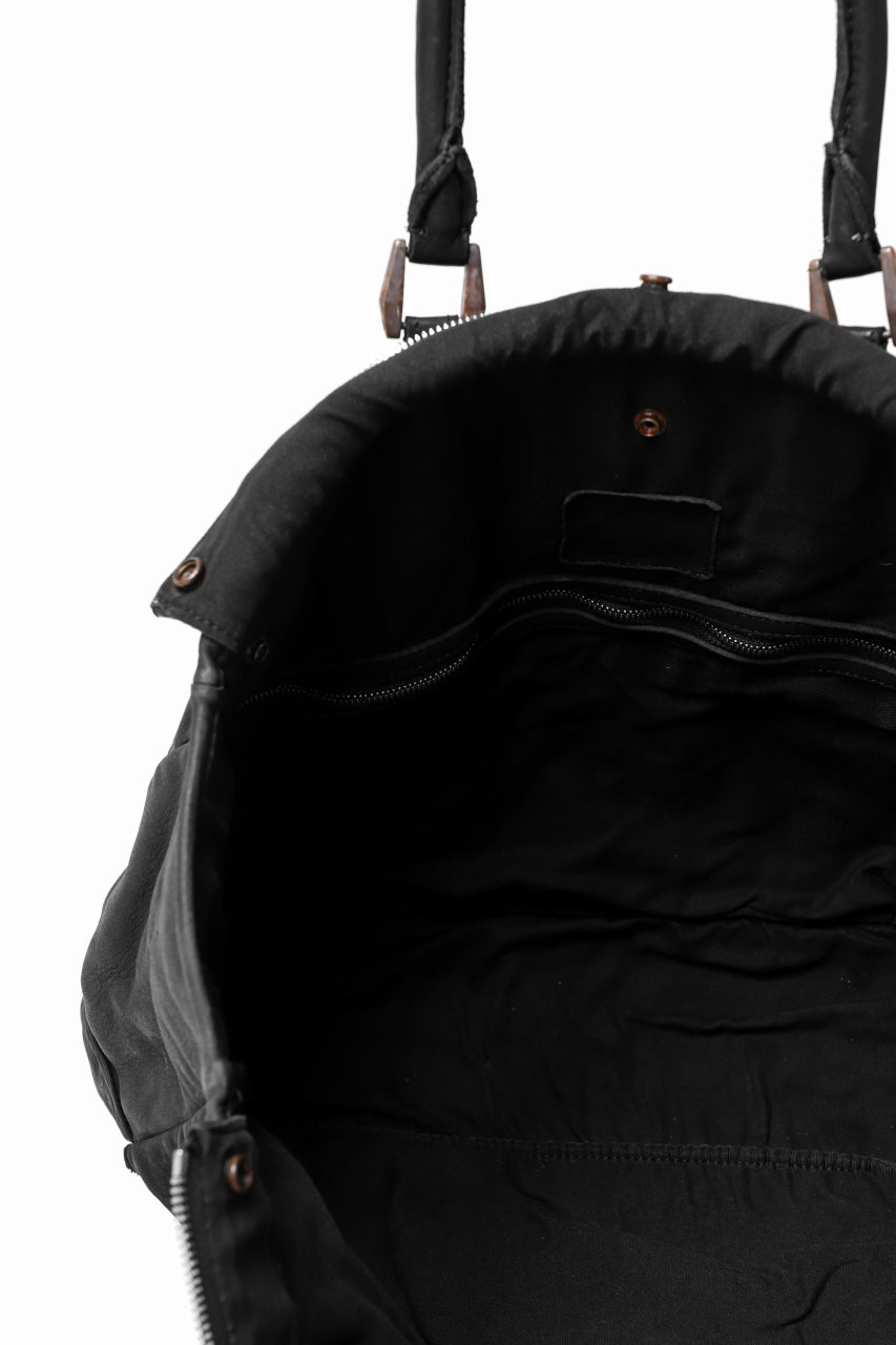 画像をギャラリービューアに読み込む, ISAMU KATAYAMA BACKLASH ZIP TOTE BAG / Rough Steer OBJECT DYED (BLACK)