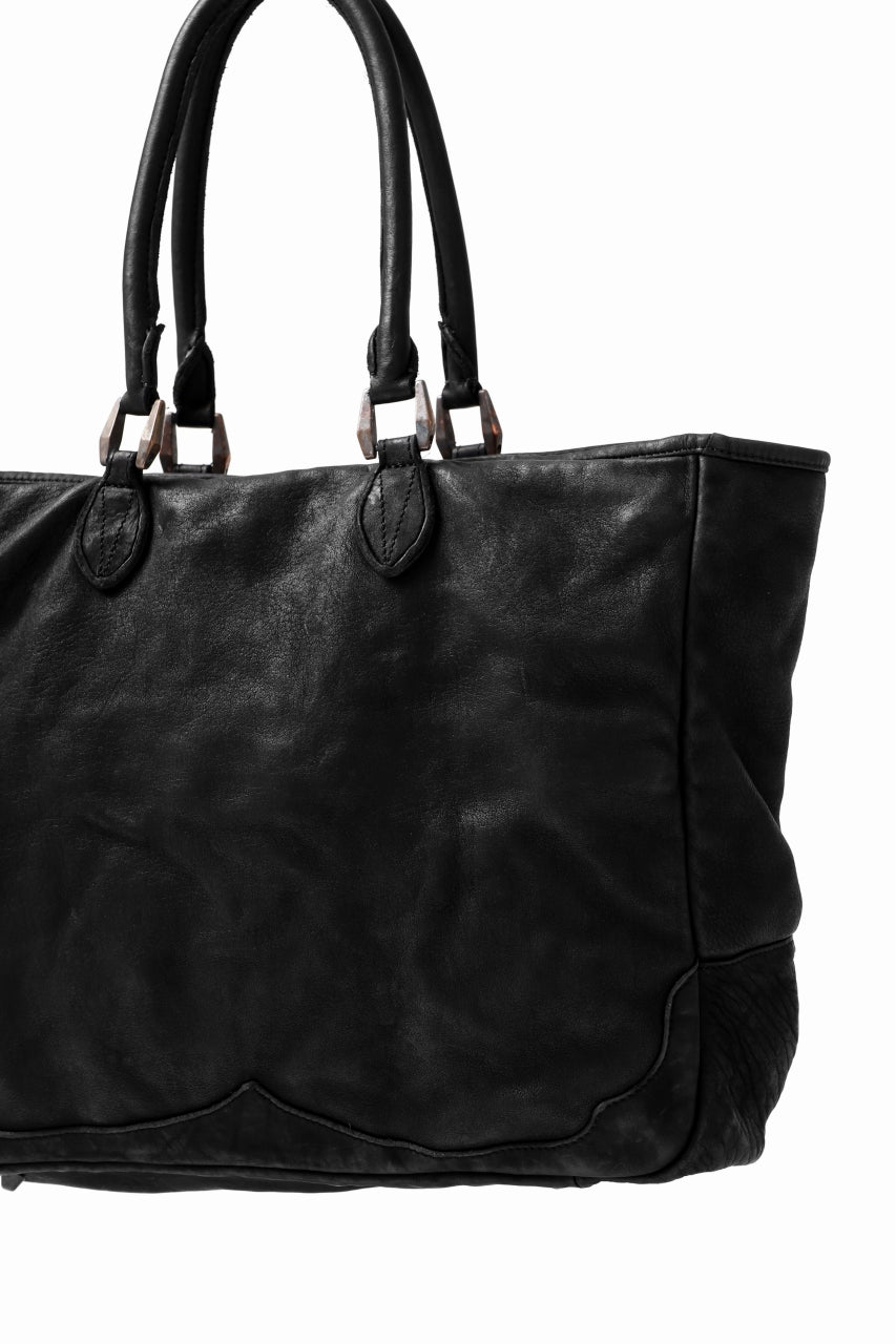 画像をギャラリービューアに読み込む, ISAMU KATAYAMA BACKLASH ZIP TOTE BAG / Rough Steer OBJECT DYED (BLACK)