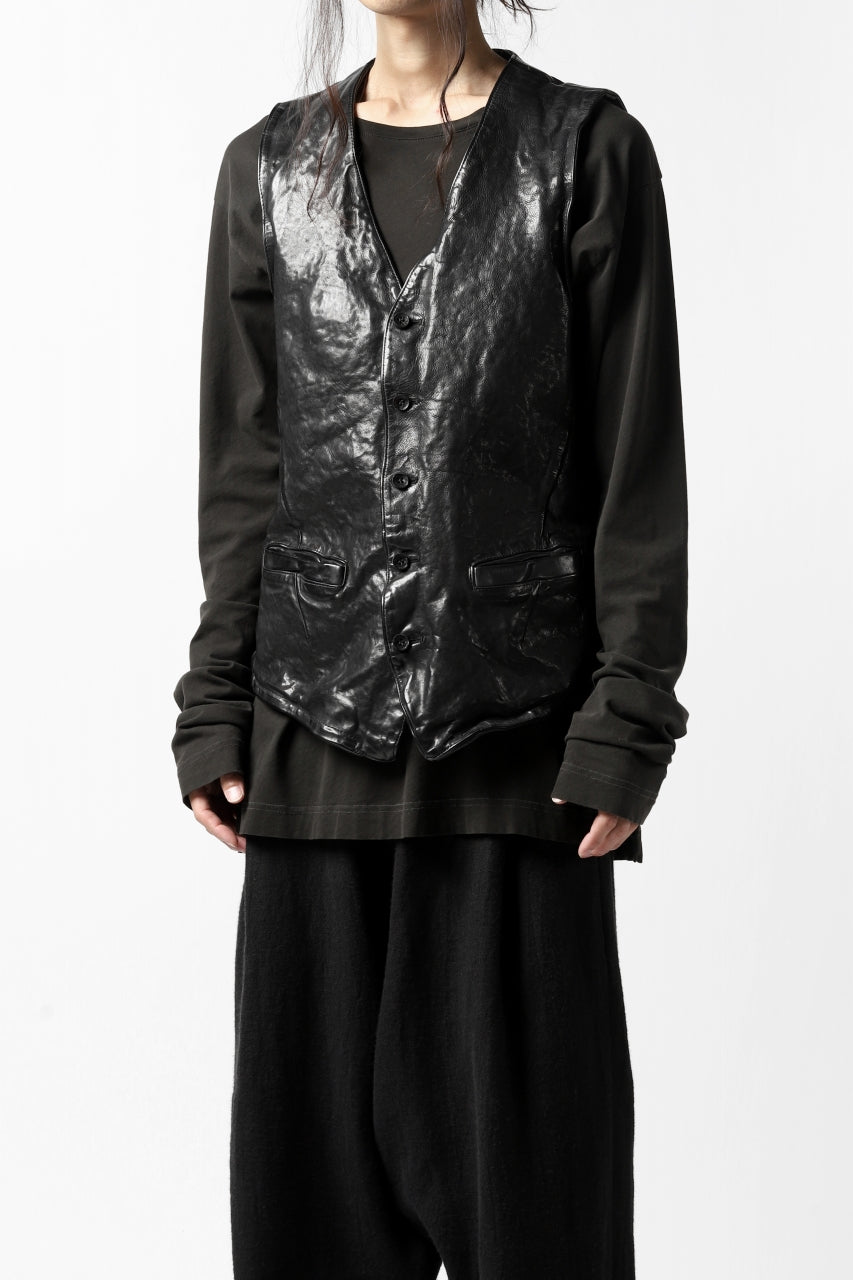画像をギャラリービューアに読み込む, ISAMU KATAYAMA BACKLASH exclusive LEATHER VEST / ITALY DOUBLE SHOULDER (BLACK)