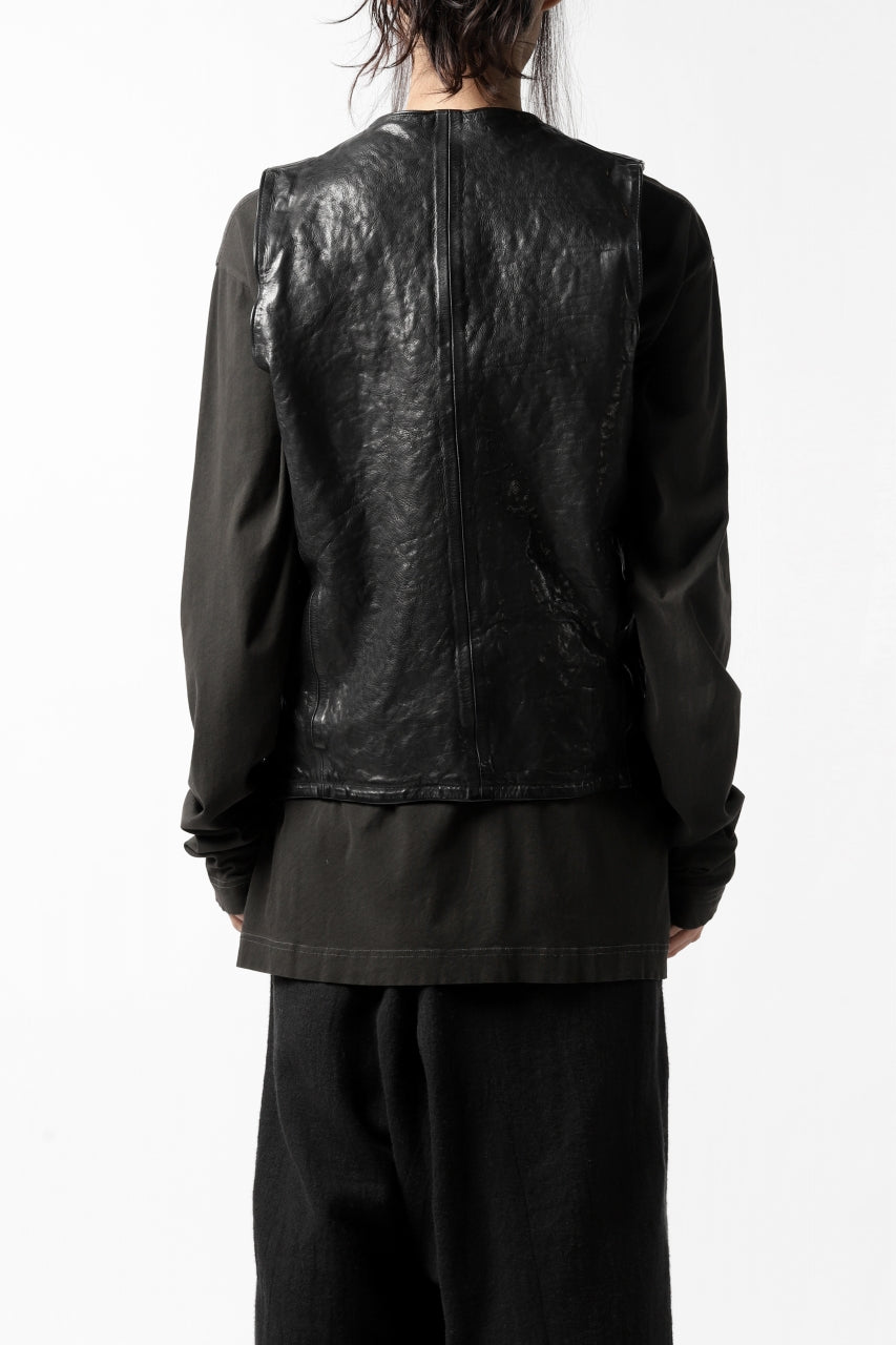 画像をギャラリービューアに読み込む, ISAMU KATAYAMA BACKLASH exclusive LEATHER VEST / ITALY DOUBLE SHOULDER (BLACK)