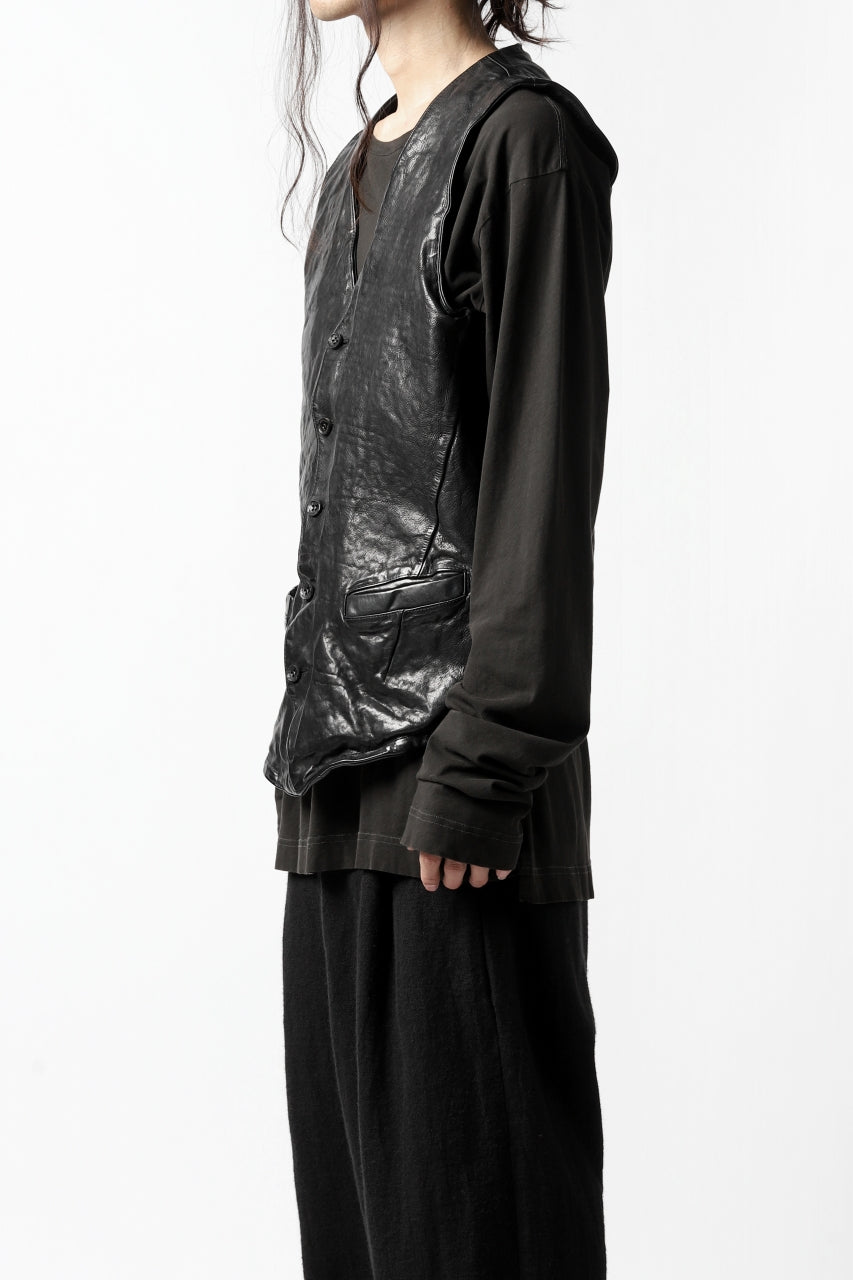 画像をギャラリービューアに読み込む, ISAMU KATAYAMA BACKLASH exclusive LEATHER VEST / ITALY DOUBLE SHOULDER (BLACK)