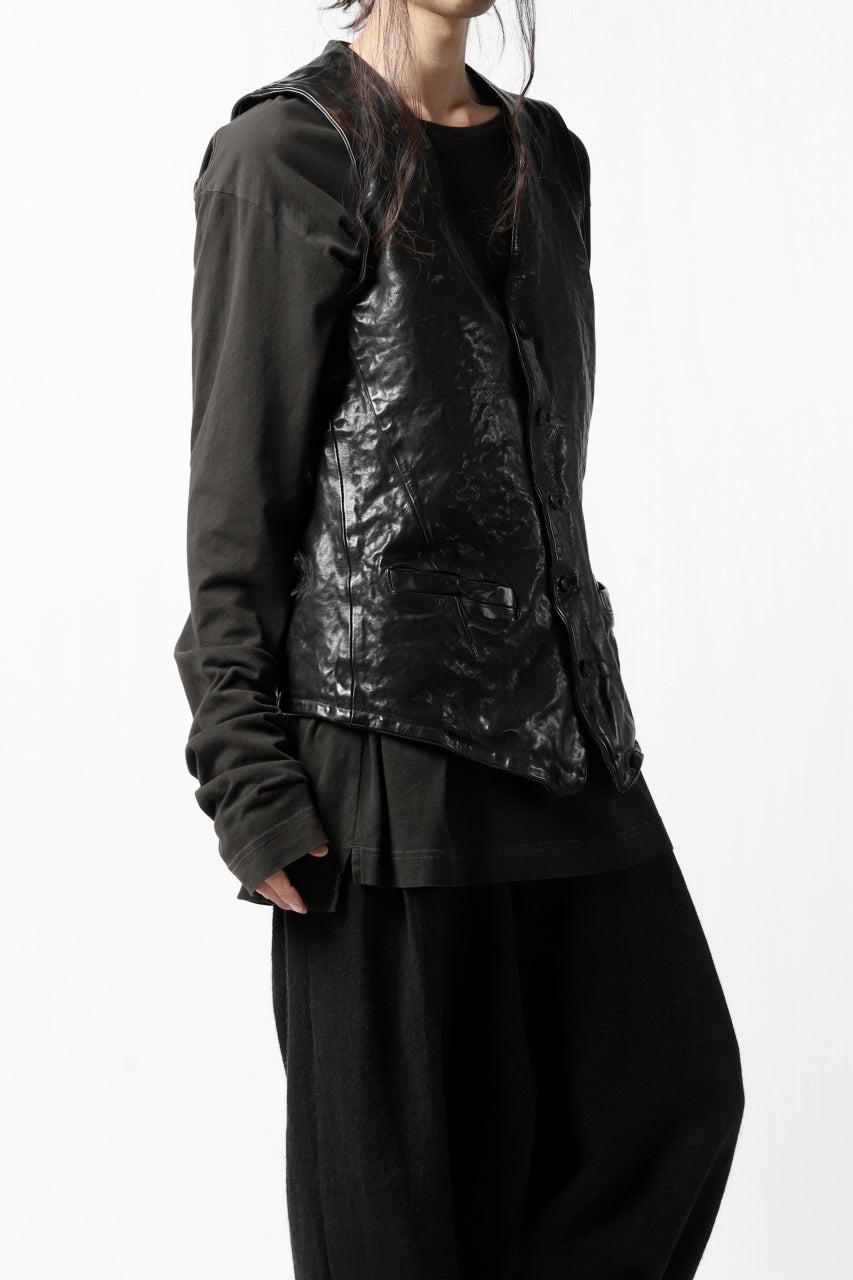 画像をギャラリービューアに読み込む, ISAMU KATAYAMA BACKLASH exclusive LEATHER VEST / ITALY DOUBLE SHOULDER (BLACK)