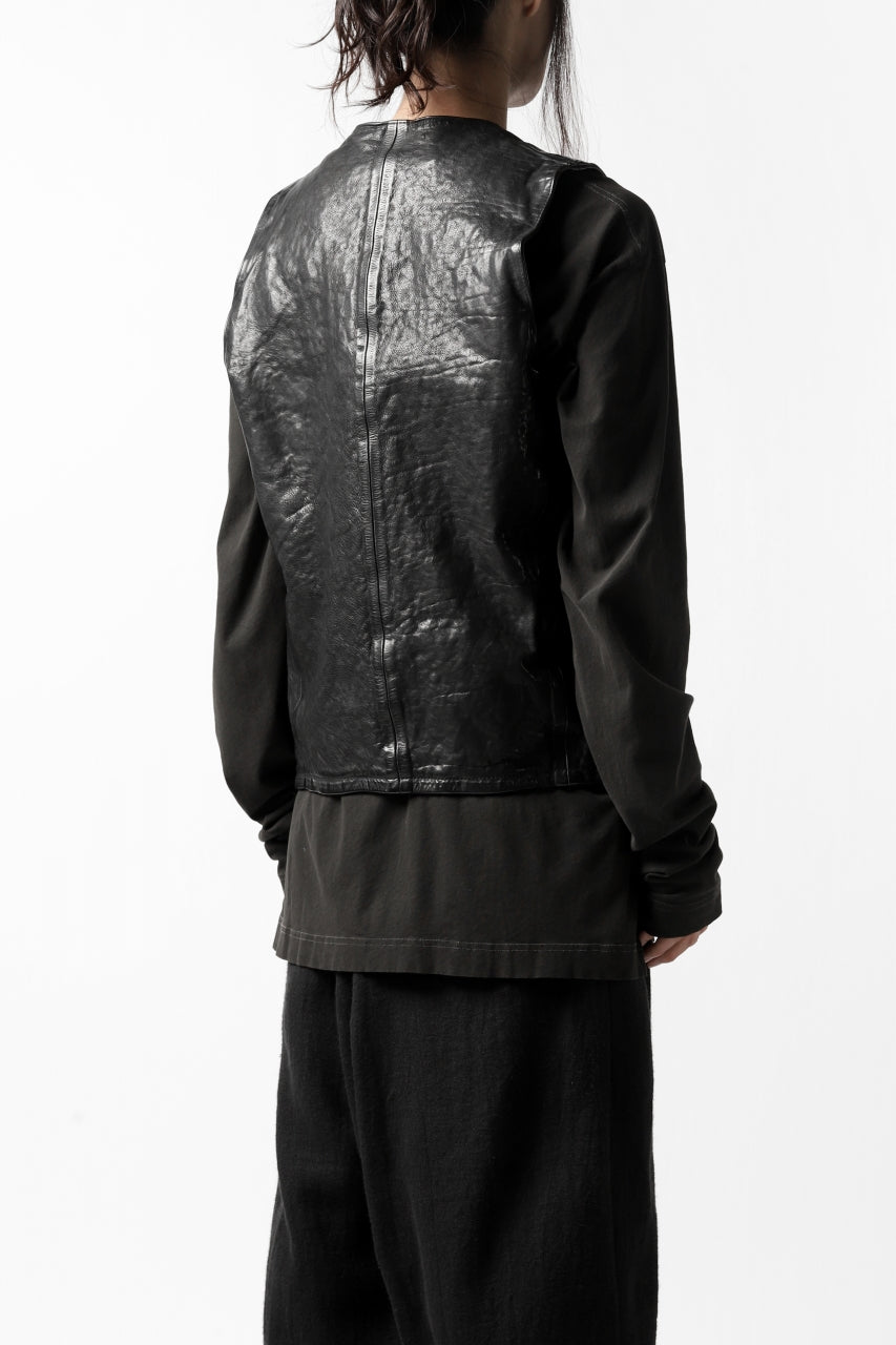 画像をギャラリービューアに読み込む, ISAMU KATAYAMA BACKLASH exclusive LEATHER VEST / ITALY DOUBLE SHOULDER (BLACK)