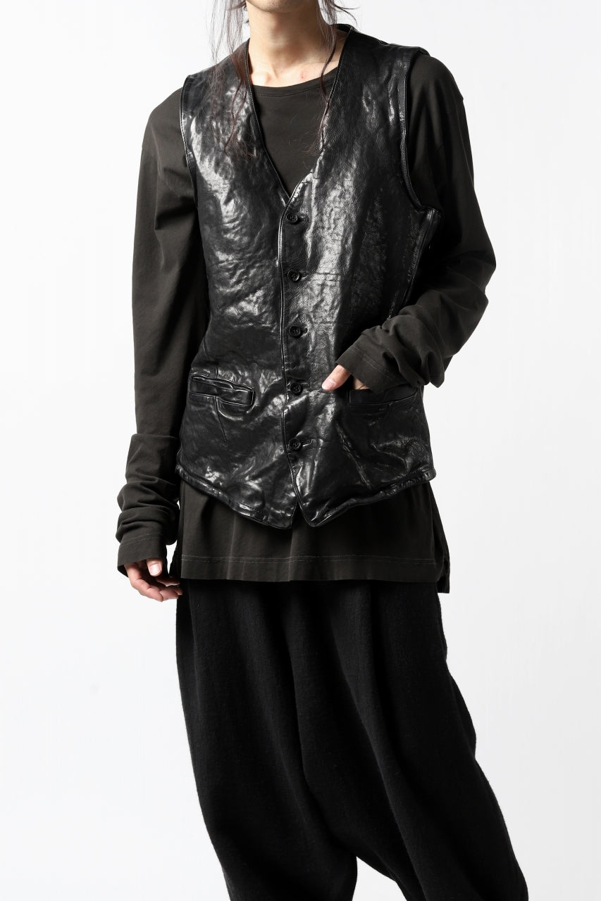 画像をギャラリービューアに読み込む, ISAMU KATAYAMA BACKLASH exclusive LEATHER VEST / ITALY DOUBLE SHOULDER (BLACK)