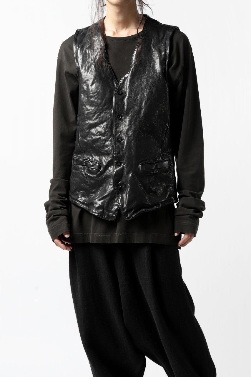 画像をギャラリービューアに読み込む, ISAMU KATAYAMA BACKLASH exclusive LEATHER VEST / ITALY DOUBLE SHOULDER (BLACK)