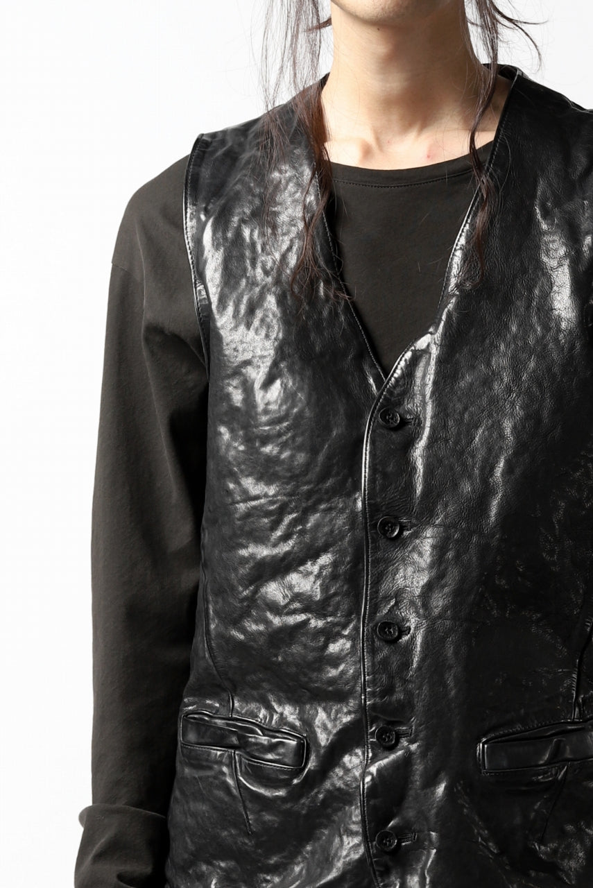 画像をギャラリービューアに読み込む, ISAMU KATAYAMA BACKLASH exclusive LEATHER VEST / ITALY DOUBLE SHOULDER (BLACK)